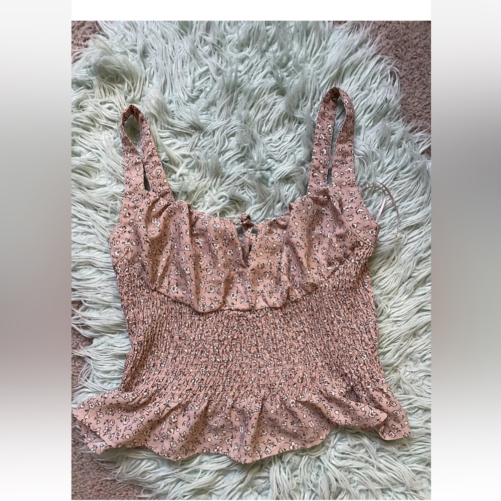 Floral Pink Smocked Women's Top papaya